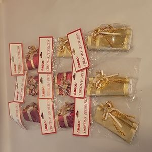 9 Gold & Red Scroll Christmas Ornaments